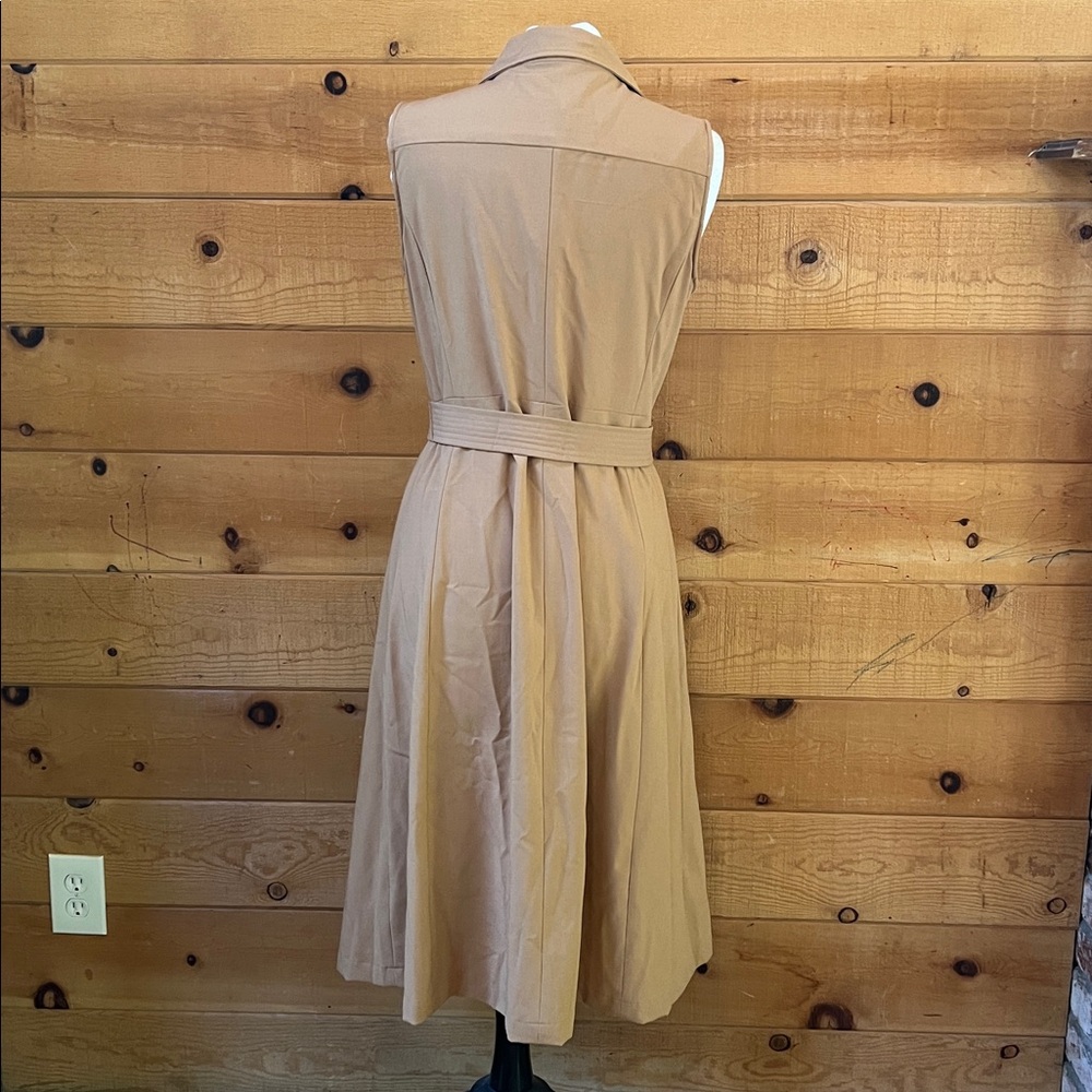 Calvin Klein Tan Sleeveless Button-Front Shirtdress with Belt - Picture 4 of 7